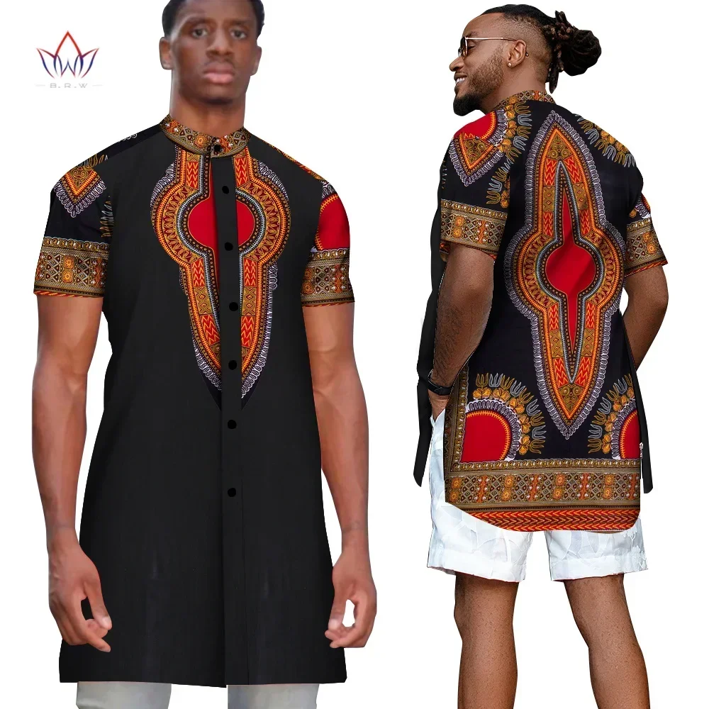 Mens Camisa de Manga Curta Dashiki Tops Camisa para Homens Slim Fit Partido Tradicional Camisas Homens Africanos Vestuário Stand Pescoço 6XL Kg1107