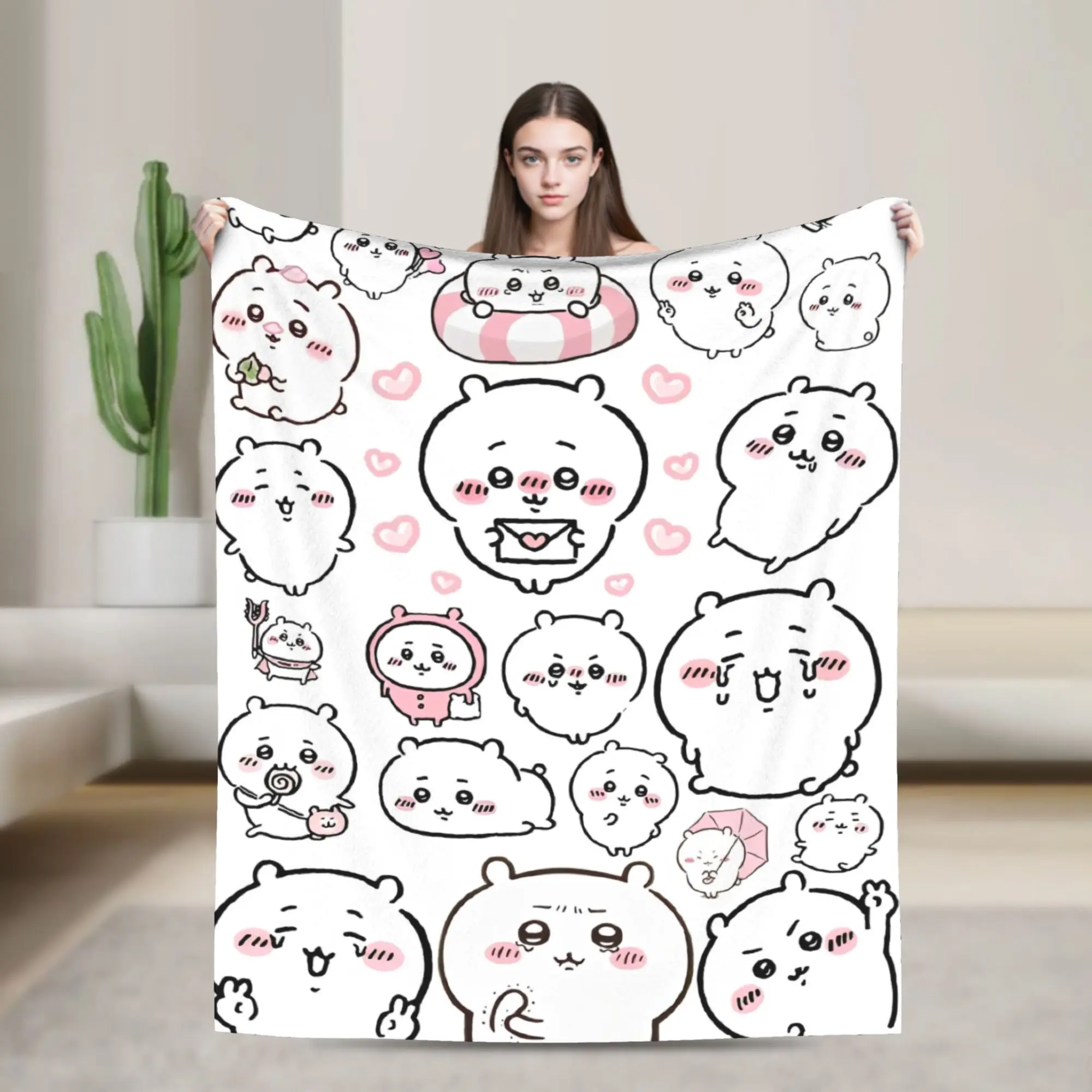 

C-Chiikawaa Catoon Blankets Coral Fleece Plush Ultra-Soft Throw Blankets for Home Couch Bed Rug