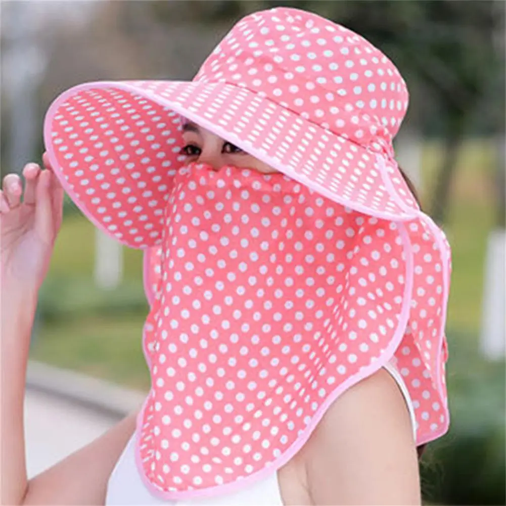 Fishing Caps Sunscreen Hat Anti-UV Windproof Outdoor Cycling Tea Picking Bucket Cap With Face Covering Shield