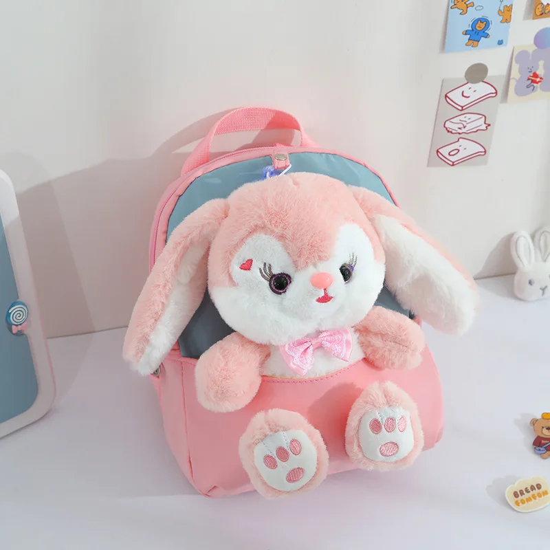 

Cute rabbit backpack cartoon plush detachable outdoor camping backpack suitable for children aged 1-6 birthday gift school bag