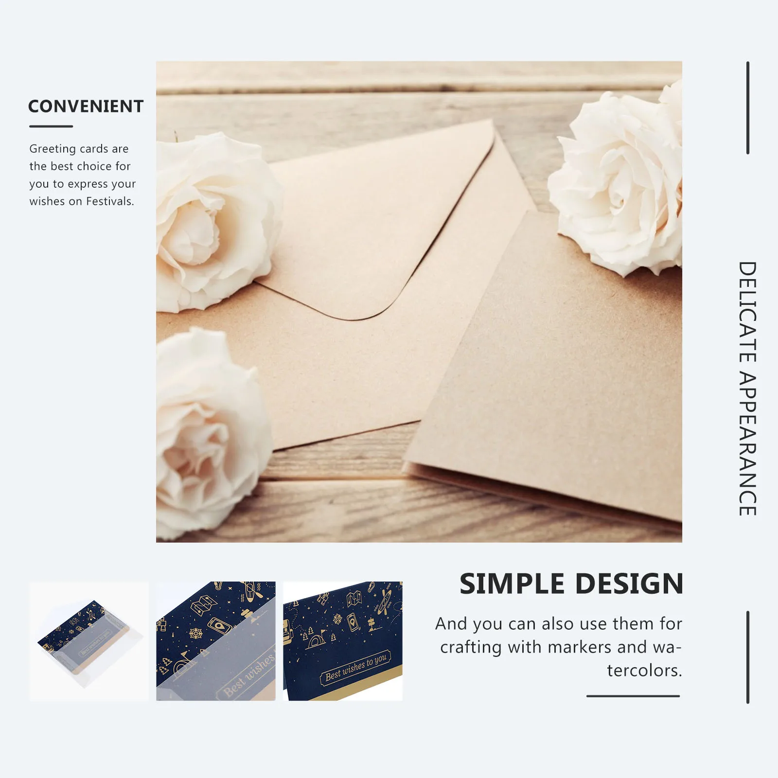 

6 set Greeting Card Envelope Blue Foil Festival Cards Birthday Blessing Message Party Gifts Bulk Invitation Set HolidayGreetings