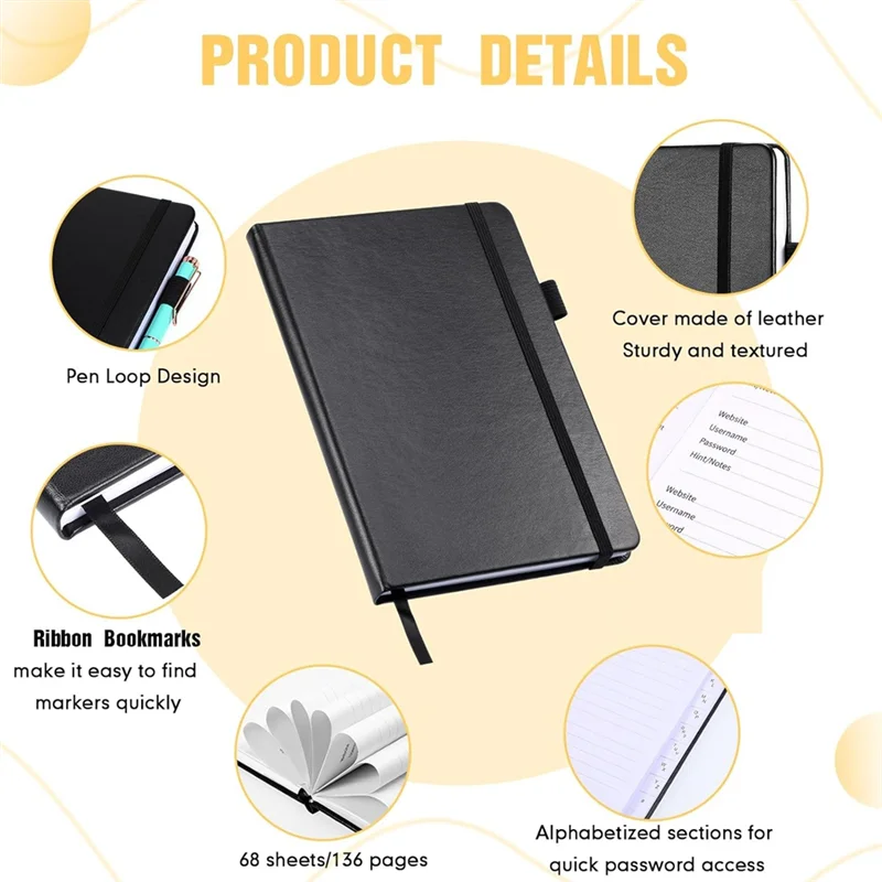 【Flash-Deal!】2 Pcs Password Book With Alphabetical Tabs, 7.8 X 5.2Inch Password Keeper Book, For Home And Work Office Gift