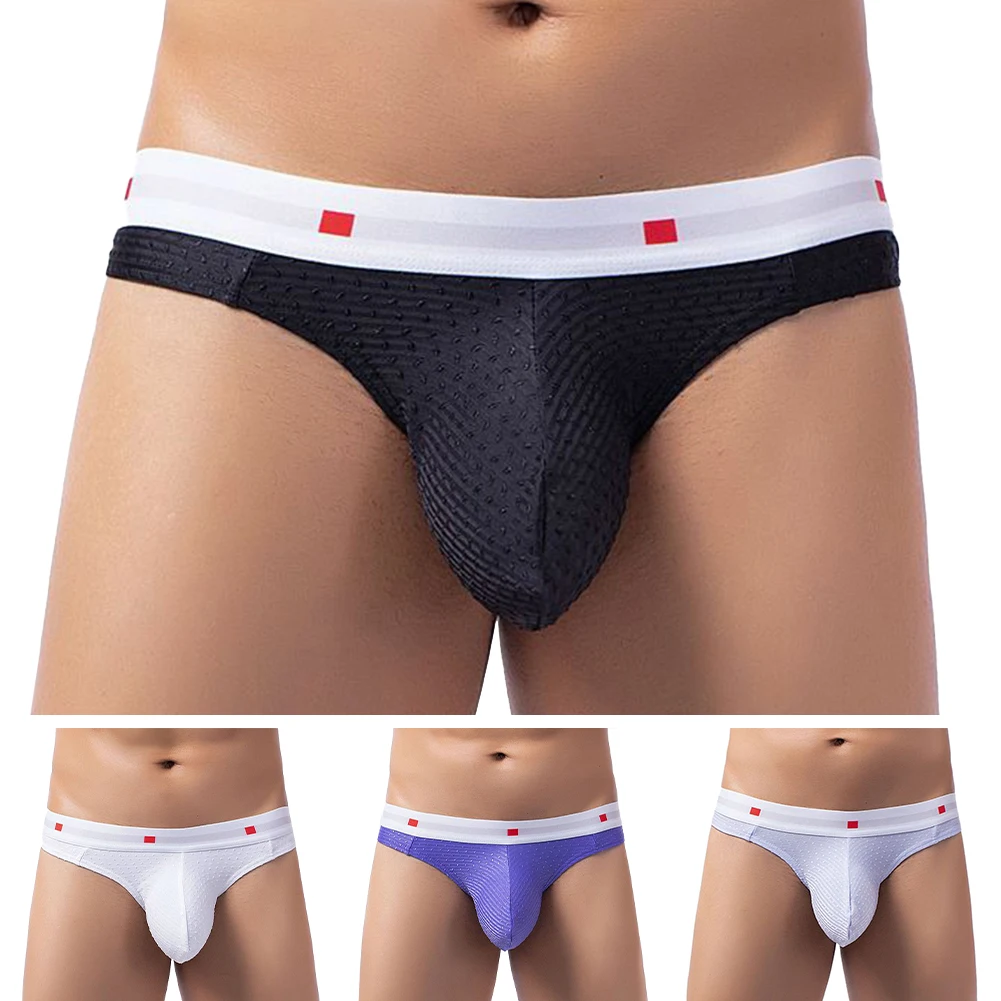

Дышащее мужское однотонное нижнее белье, трусы-стринги, стринги с полиэфирной тканью и спандекса для ежедневного использования
