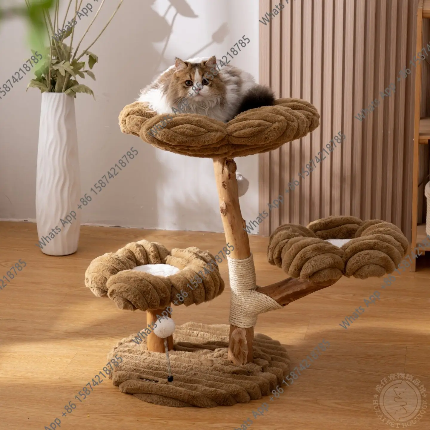 Flower cat climbing frame Solid wood cat frame Multi-layer cat jumping platform Tree scratching column Toys Pet supplies Designe