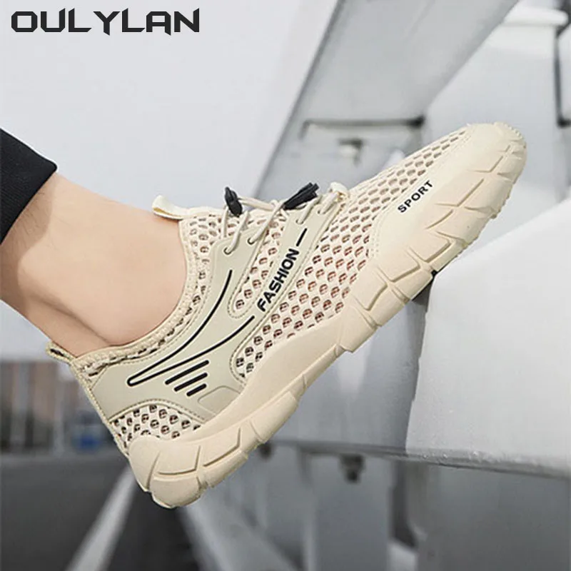 Oulylan-Chaussures de marche décontractées respirantes pour hommes, bottes de randonnée coordonnantes, baskets en maille, légères, jogging en plein air, course à pied, sport