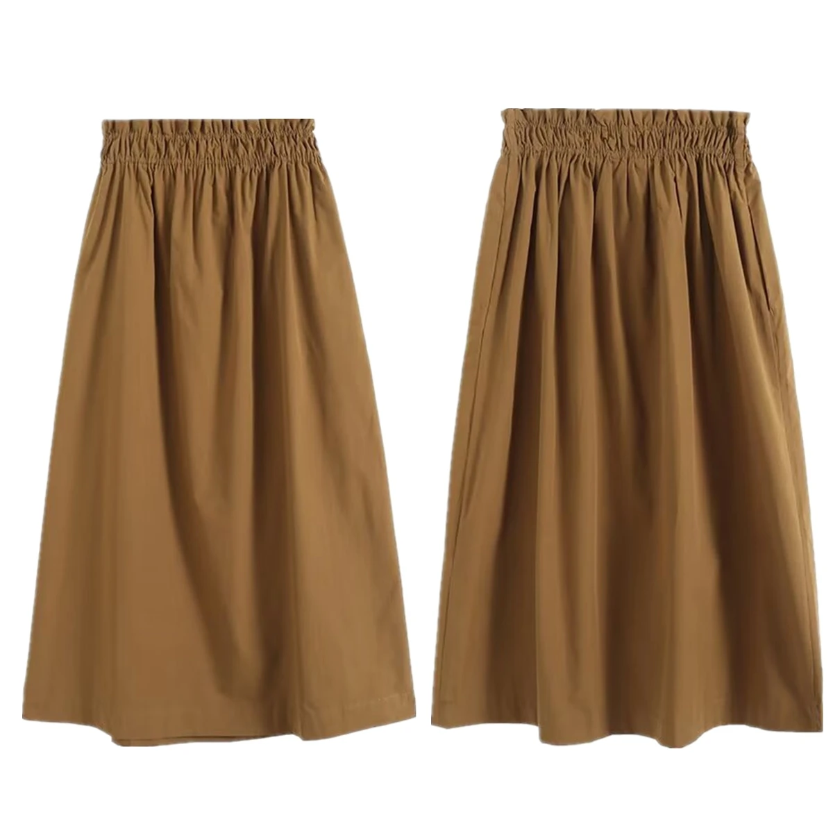 

Maxdutti High Waist Straight Office Ladies Elastic Waist Skirt Women Faldas Mujer Moda Minimalist Dark Khaki Skirts Womens