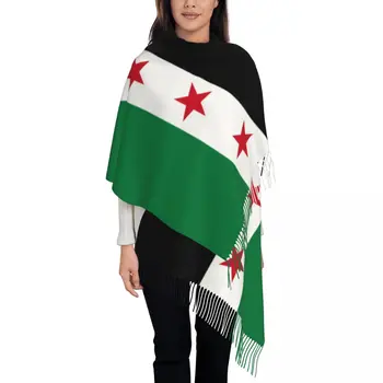 Szal z flagą Syrii dla kobiet Zimowy duży długi szalik Syryjska Republika Arabska Apaszki z frędzlami