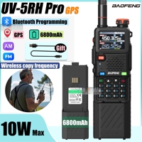 Baofeng UV-5RH Pro GPS Walkie Talkie Bluetooth Programming 6800mAh High Capacity Type-C Charging Long Range AM FM Two Way Radio
