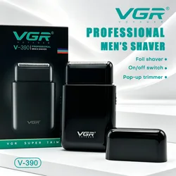 VGR Electric Shaver Professional Beard Trimmer Razor Portable Mini Shaver Reciprocating Shaving 2 Blade USB Charge for Men V-390