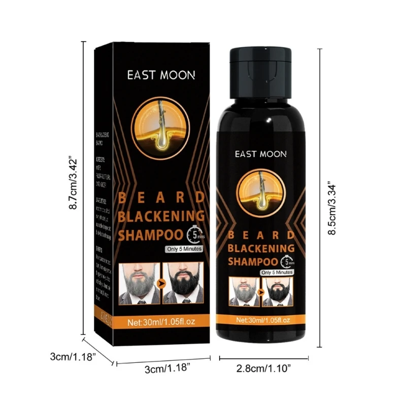 Shampoing colorant naturel pour barbe, shampoing noircissant pour cheveux gris blancs inversés