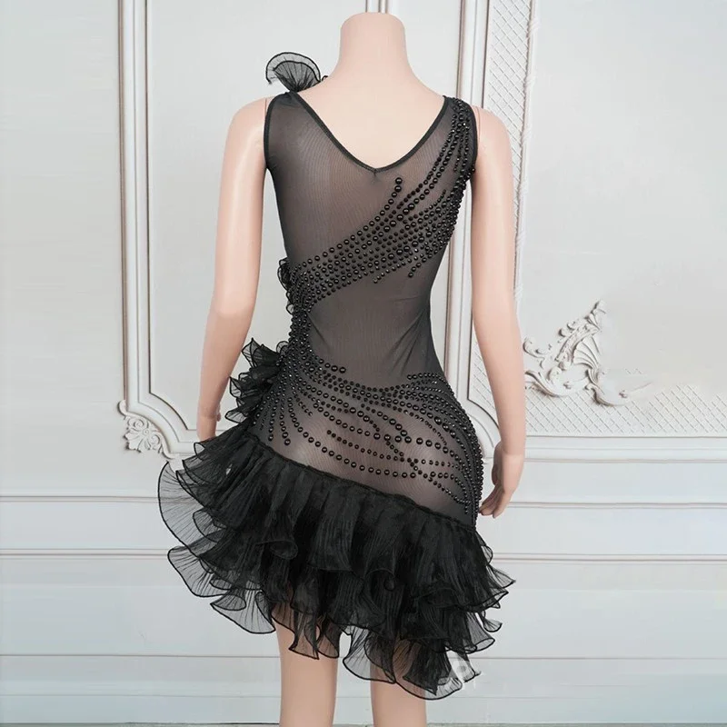 Pink Rhinestones Pearls Cake Dress Women Celebrate Evening Dresses Bar Dj Ds Party Costume Festival Outfit Clubwear