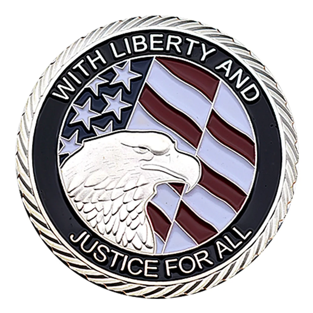 With Liberty and Justice for All September 11.2001 World Trade Center Souvenir Coin Silver Plated We Stand Collectible Coins