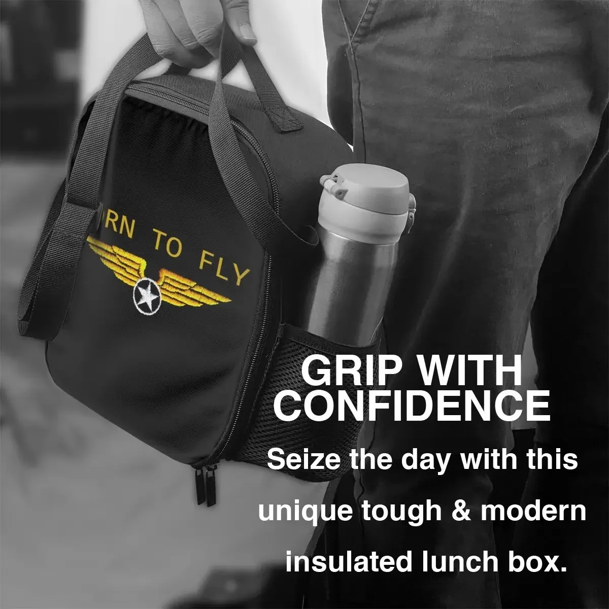 Born To Fly Flight Pilot Insulated Lunch Tote Bag Flying Aviation Aviator Thermal Cooler Food Lunch Box Work School Travel