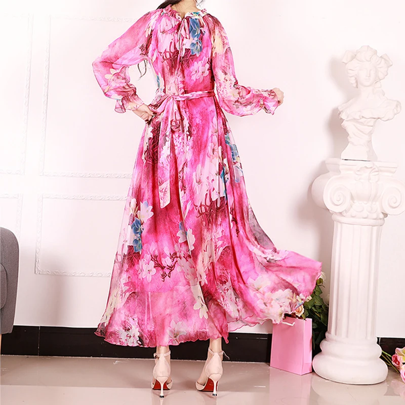 2024 Fresh Flowers Print Fashion Hijab Dresses Abayas Dubai Islamic Clothing Kaftan Turkey Robe muslim maxi dresses for women