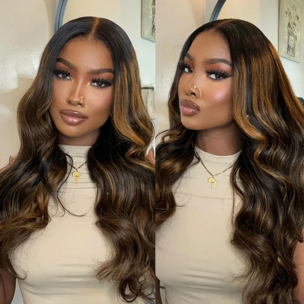 

Glamorous Remi 5x5 Lace Glueless Wig Reay To Wear 1B/30 Highlight Body Wave Human Hair Lace Front Wig Pre Cut Lace Wigs