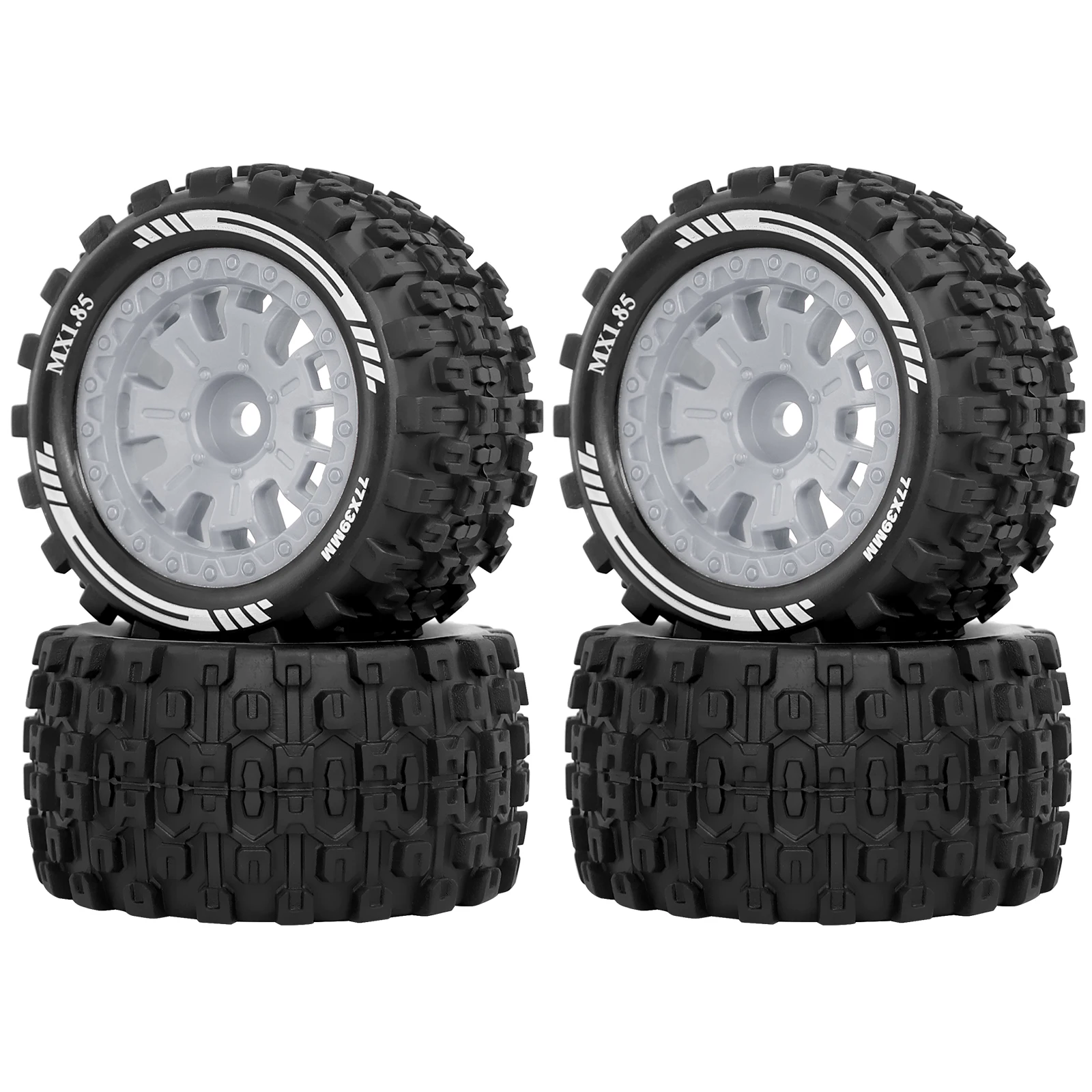 

4pcs 1/18 RC Wheels Tires 12mm Hex 77*39mm For ARRMA Typhon Granite Grom Upgrade Parts