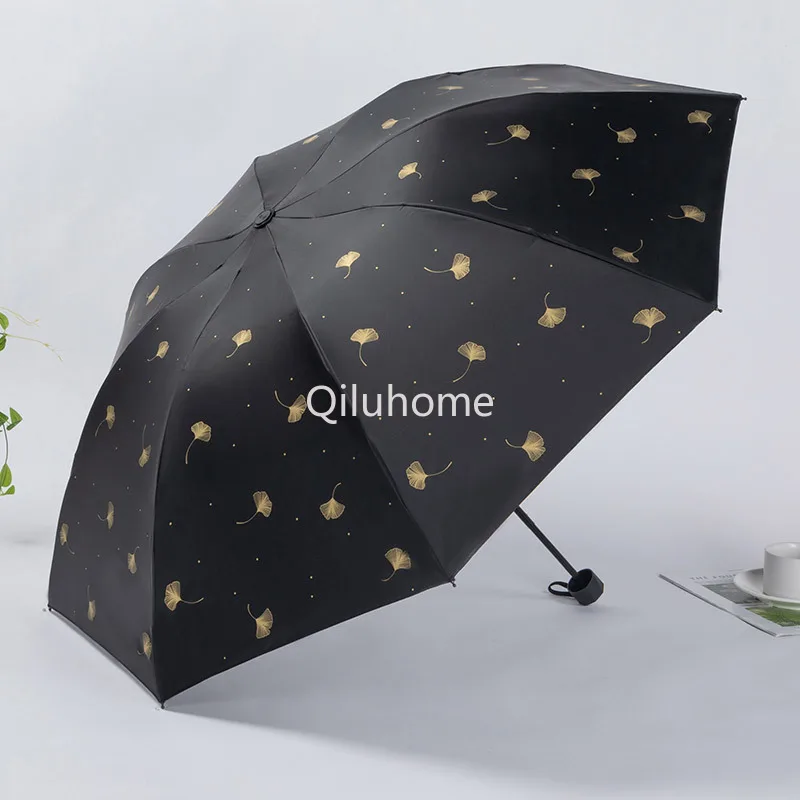 Ginkgo Flying Black Glue UV-Proof Sun-Shade Sun-Rain Dual-Use Sun Umbrella