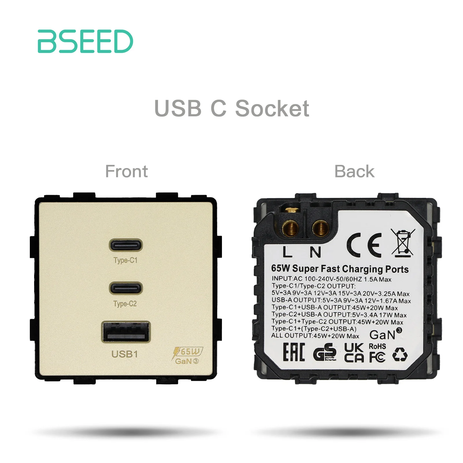 Zaad Mechanische Knop Schakelaar 1/2/3Gang 1/2way Usb Type-C Lading Poort Stopcontact Diy Functie Deel Kunststof Frame Alleen