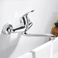 Double Hole Sink Faucet Kitchen Faucets Bathtub Faucet Wall Mounted Hot&Cold Water Mixer Tap Single Handle Chrome Taps
