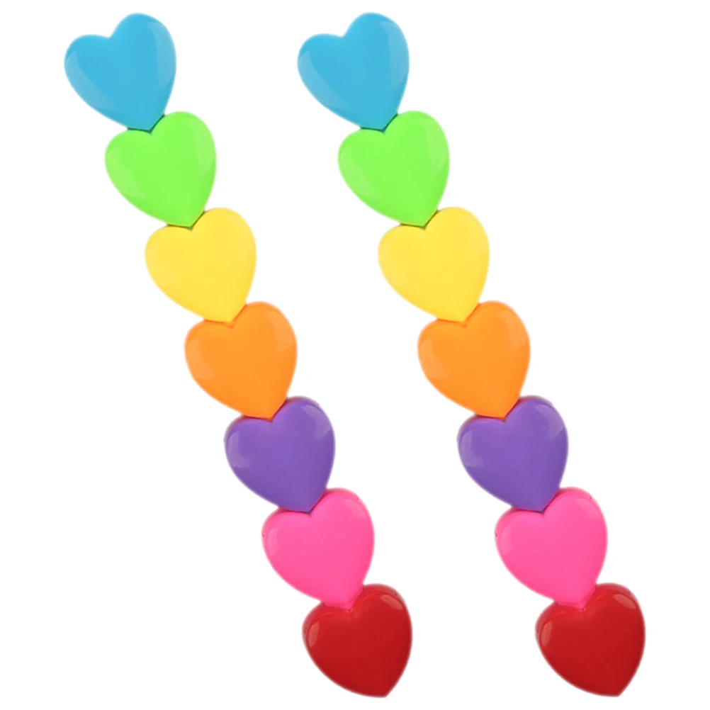 

2 Pcs Oblique Head Highlighter Markers Assorted Fluorescent Pens Small Heart Shaped Drawing Writing Reading Recording Doodling