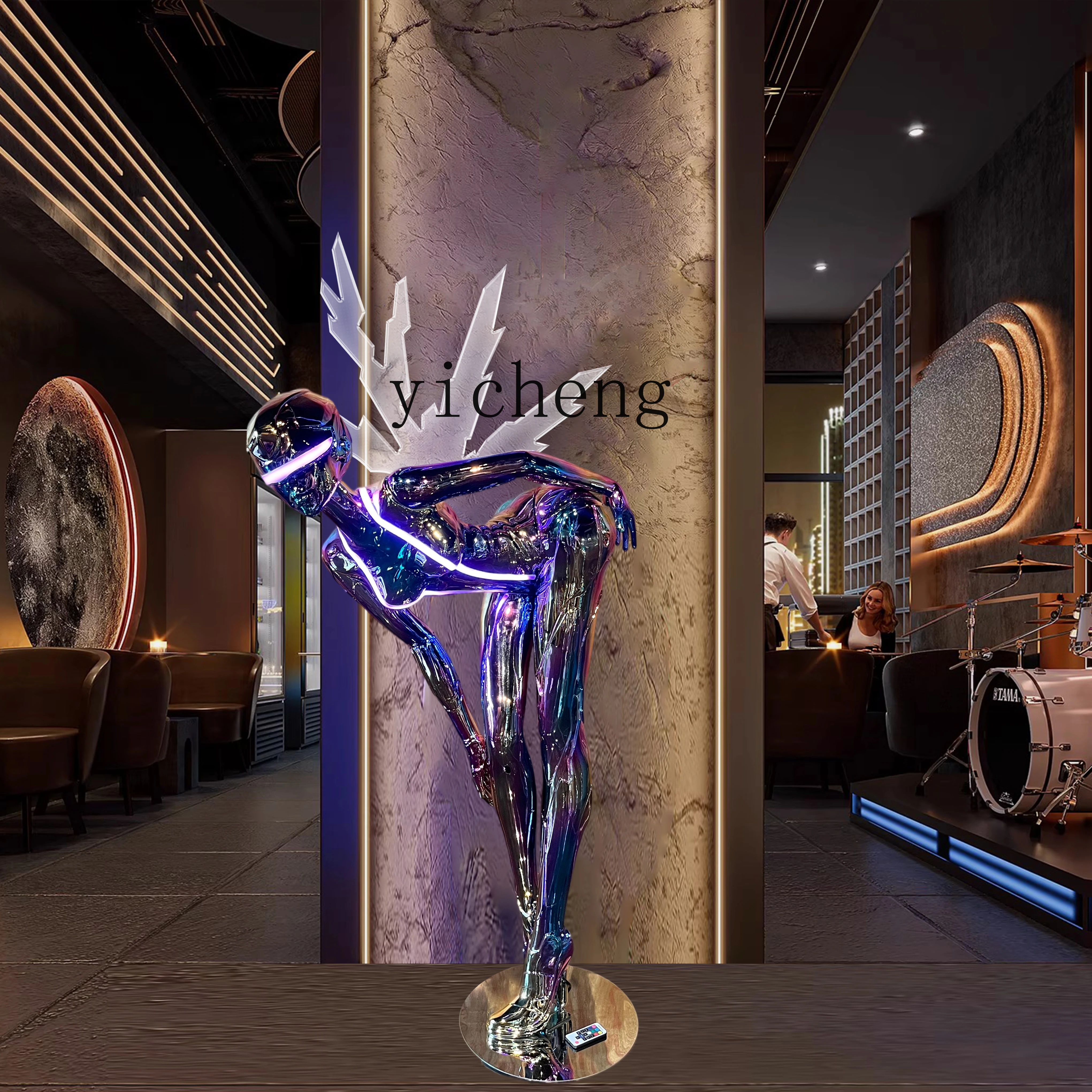 

ZYA Mechanical Girl Sculpture Figure Sculpture Bar E-sports Hall Mall Floor Decoration Ornament
