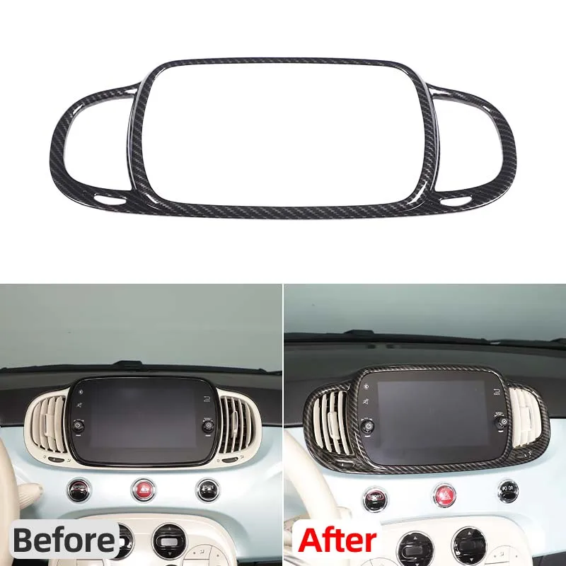 For Abarth 595 695 Fiat 500 2016-2024 Interior Decoration Stickers Auto Accessories Carbon Fiber ABS Navigation Frame