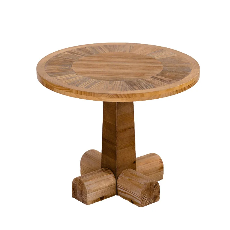 

Round two-person low dining table coffee Nordic retro log style homestay balcony small round table