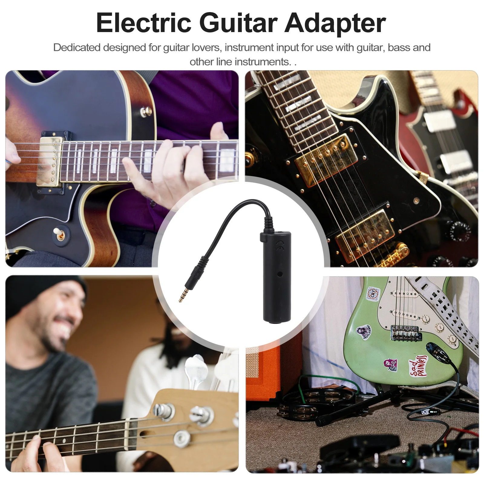 

Portable Guitar to Smartphone Adapter Audio Interface for Electric Guitar Bass Input Small Exquisite Converter for Mobile