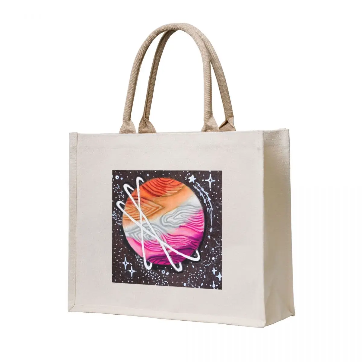 

Lesbian Pride Flag Themed Planet Tote Bag tote bag university canvas tote personalized bag