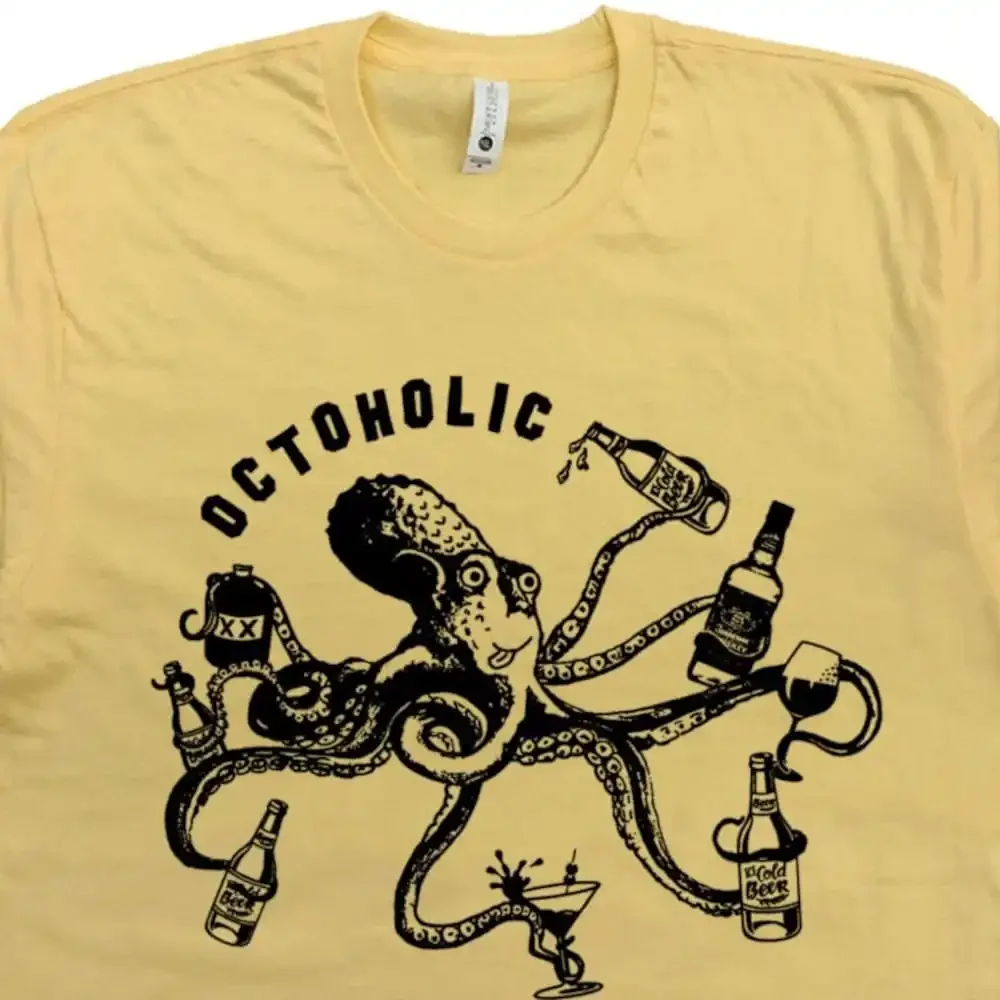 Octoholic спиртовая футболка забавное пиво Octopus Cool Bar Pub Vintage Home Brewer