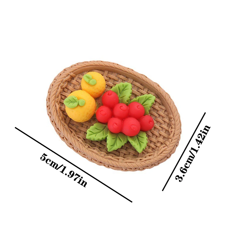 Gesimuleerde Bamboe Mand Fruit Miniatuur Poppenhuis Speelgoed Ornamenten Oorbellen Sieraden Haarspeld Maken Materialen Diy Accessoires Geschenken