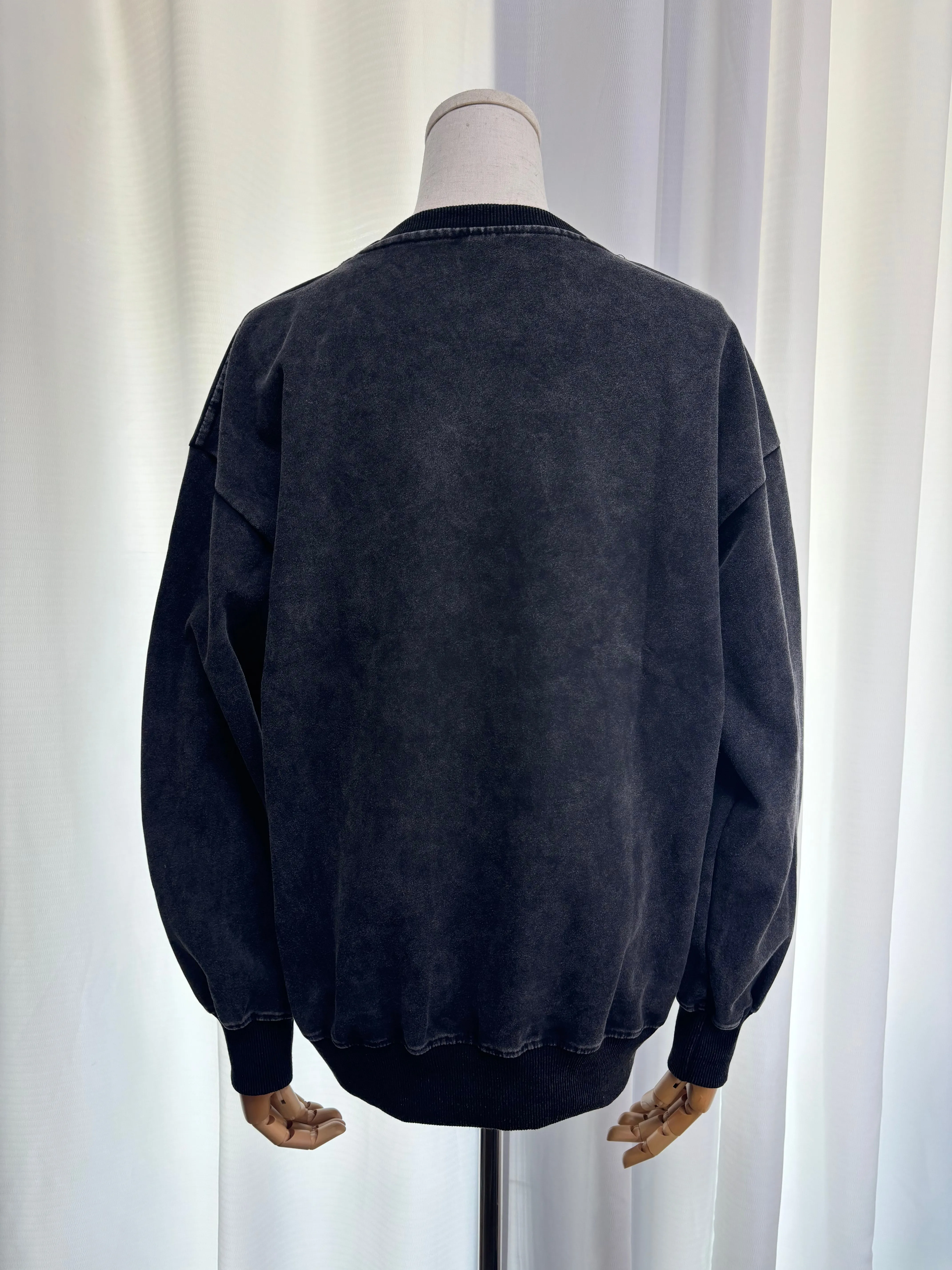 Women's American Vintage Distressed Sweatshirt - Autumn Casual Loose Crew Neck Pullover Versatile Oversized Long Top