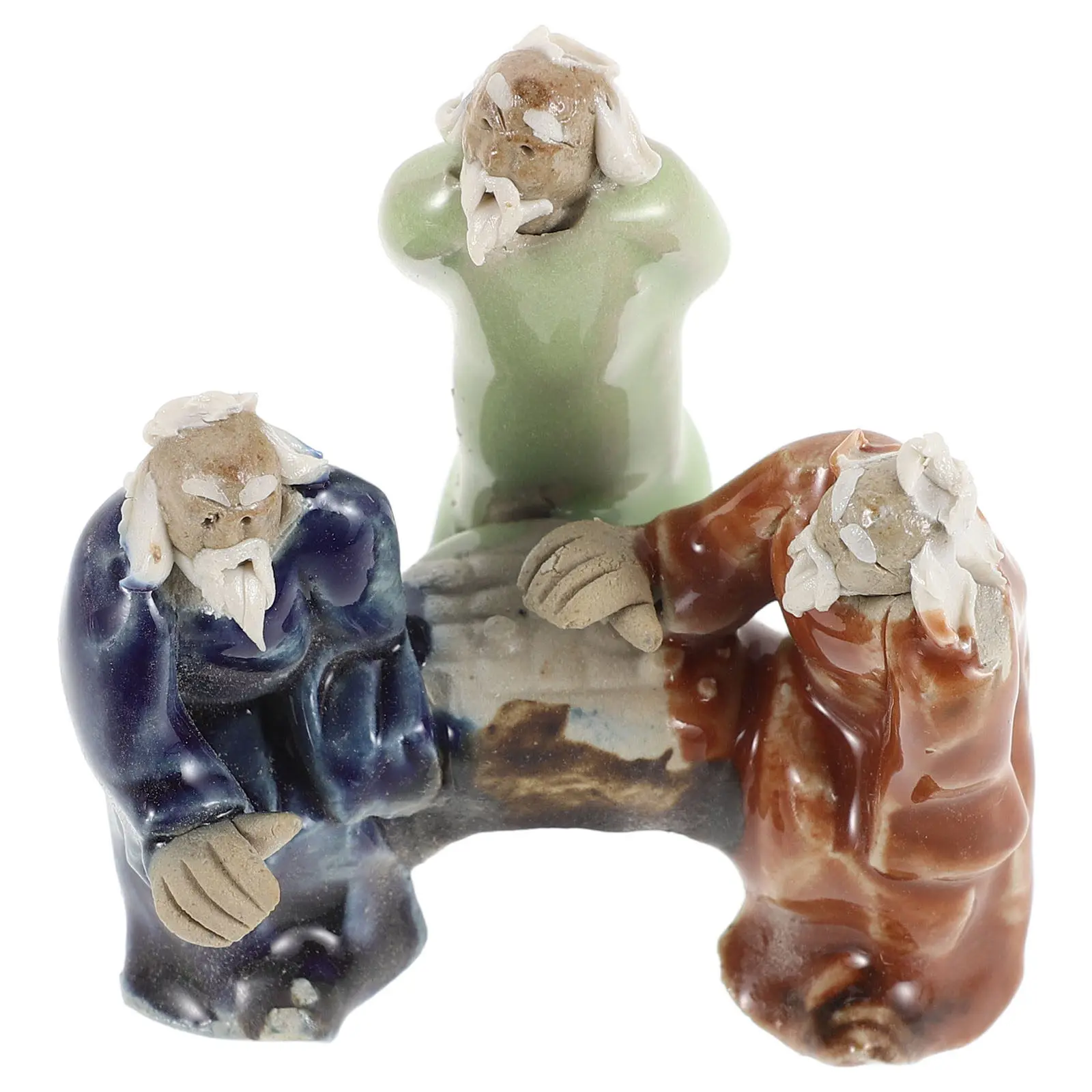 Ceramic Ancient Chinese Scholar Statue Miniature Porcelain Sage Sculpture for Bonsai Garden Desktop Terrarium Succulent