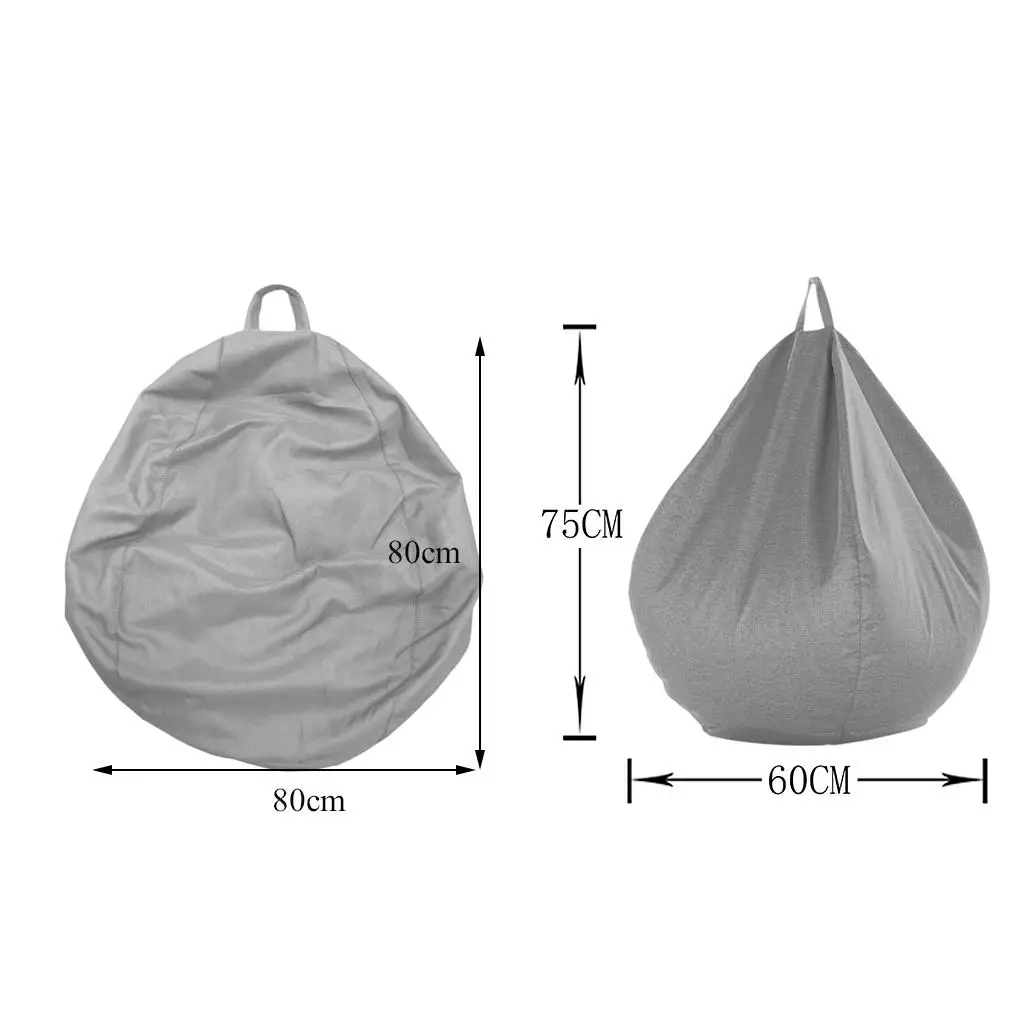 

Kids Sofa Cover Linen Bean Bag Slipcover Storage Organizer Beanbag Chair for Child Play Area
