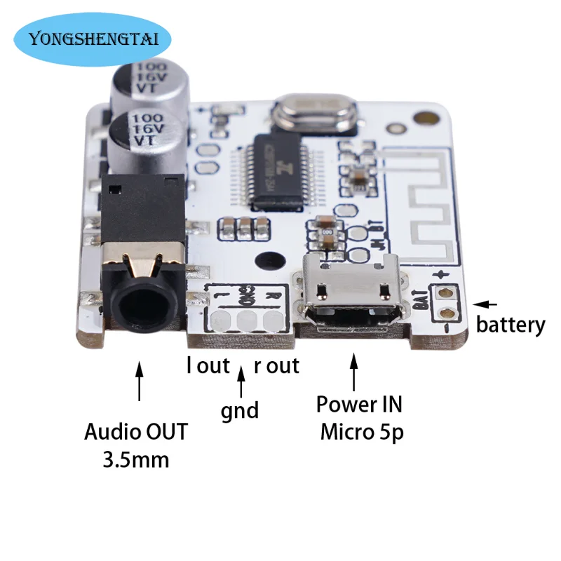 Bluetooth 5.0 modul penerima Audio ponsel 3.5mm antarmuka Stereo Output Power Amplifier Bluetooth Audio PCB