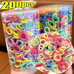 100/200pcs/set Colorful Basic Nylon Ealstic Hair Ties for Girls Ponytail Hold Scrunchie Rubber Band Kids Basic Hair Accessories