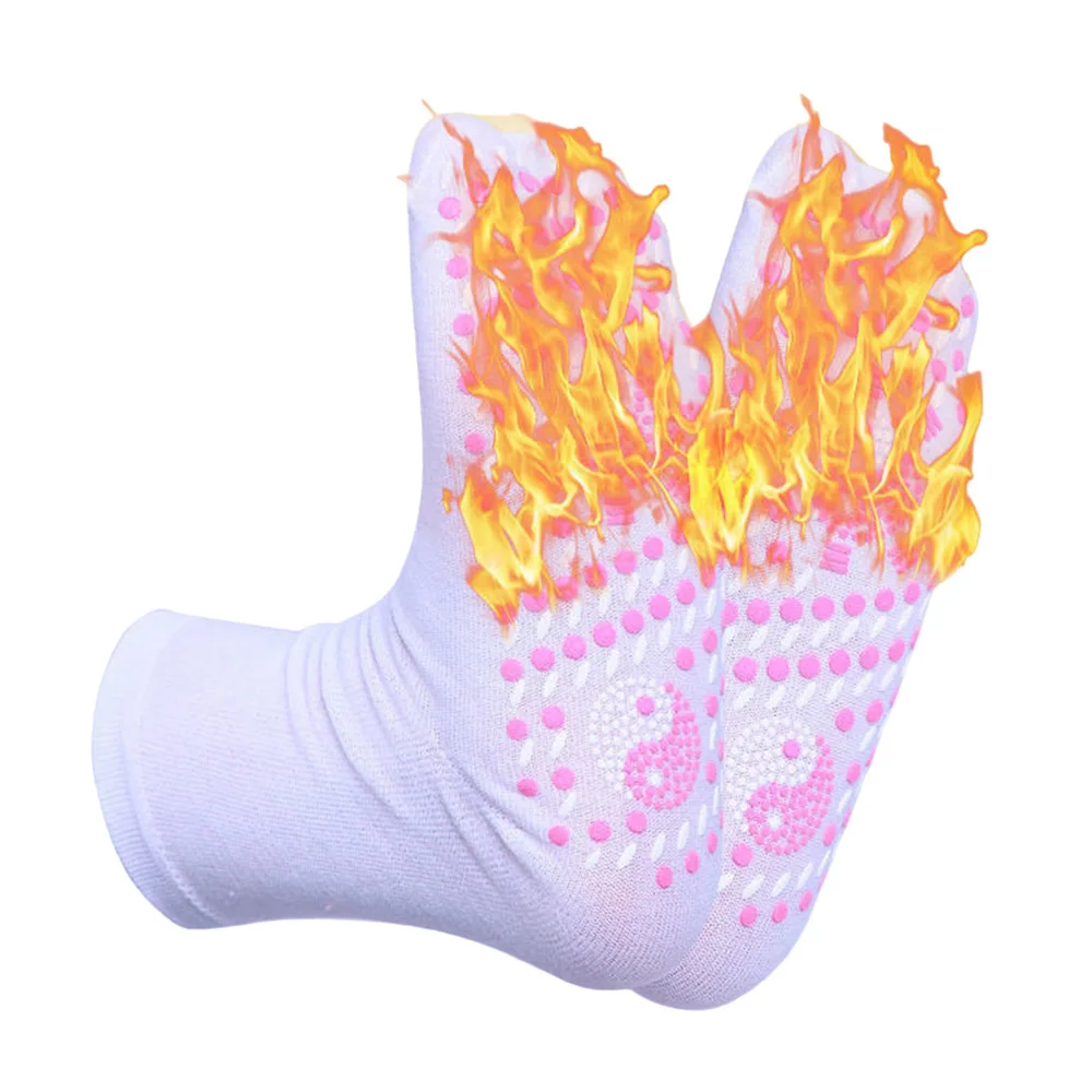 Calcetines elásticos de turmalina para adelgazar, medias térmicas autocalentables para el cuidado de la piel, terapia de calor magnética