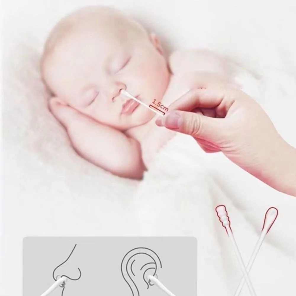 

Multi-purpose Fluorescent Agent Free Spiral Head Water Drop Baby Nursing Supplies Cotton Buds Baby Cotton Swab Cleaning Tampons