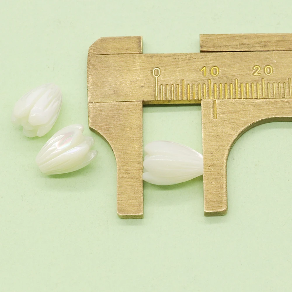 

Изысканные натуральные полированные бусины из белого морского перламутра в форме тюльпана с прямым отверстием для создания украшений своими руками