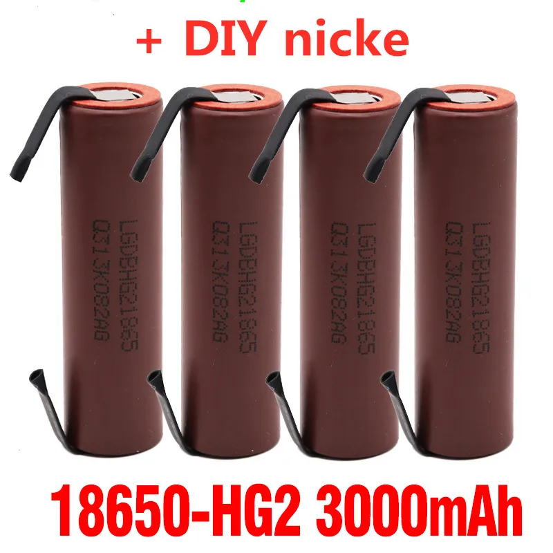 battery 18650 HG2 3000mAh with strips soldered batteries for screwdrivers 30A high current + DIY nickel inr18650 hg2