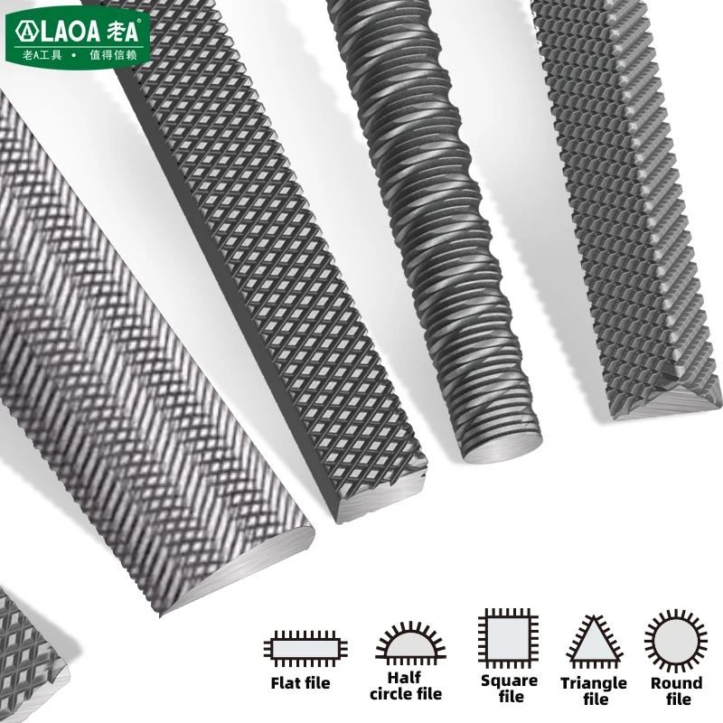 LAOA 다이아몬드 파일 Rasper 금속 파일 모양 삼각형 평면 반원형 사각형 밀링 도구 조각 도구
