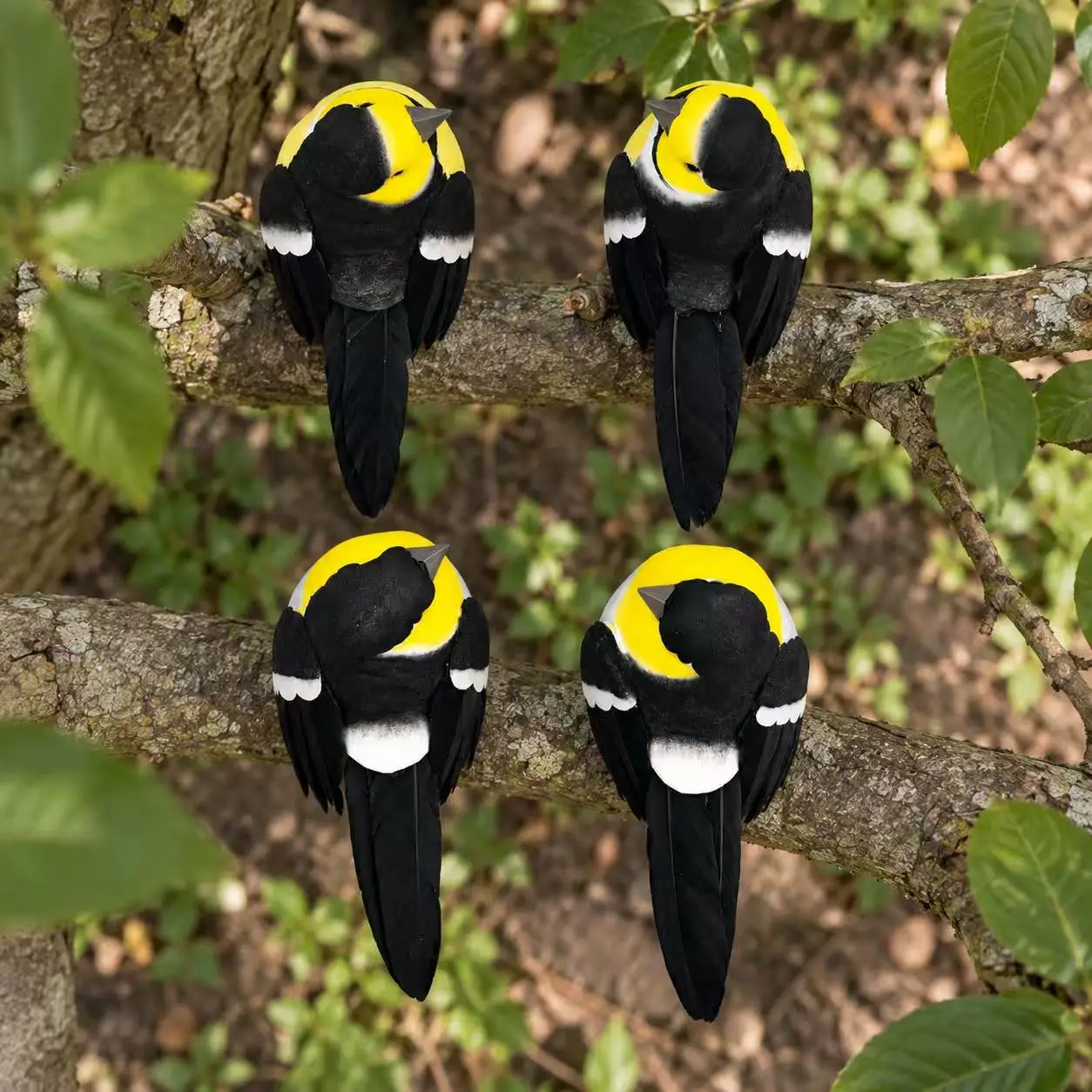 4PCS Artificial Bird Ornaments Decorative Bird Figurines for Home Garden Tree Holiday Display Black