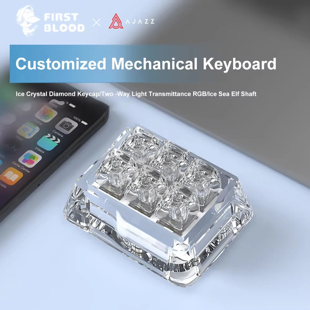 

FirstBlood x Ajazz B6 Полностью прозрачная проводная Bluetooth-клавиатура с возможностью горячей замены 2,4G Трехрежимная мини-механическая клавиатура DIY Настройка