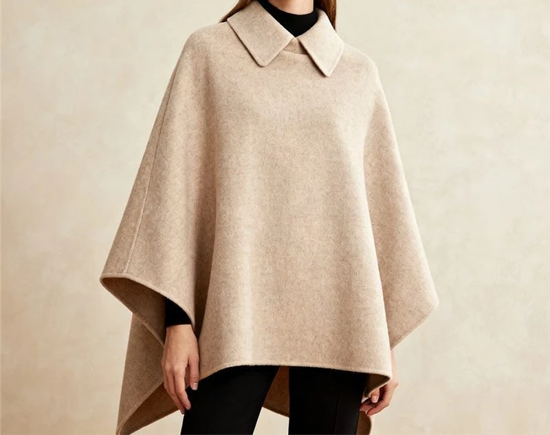 

2025 Women's Woolen Long Cloak Cloak Stylish and Skinny Coat Autumn and Winter Shawl