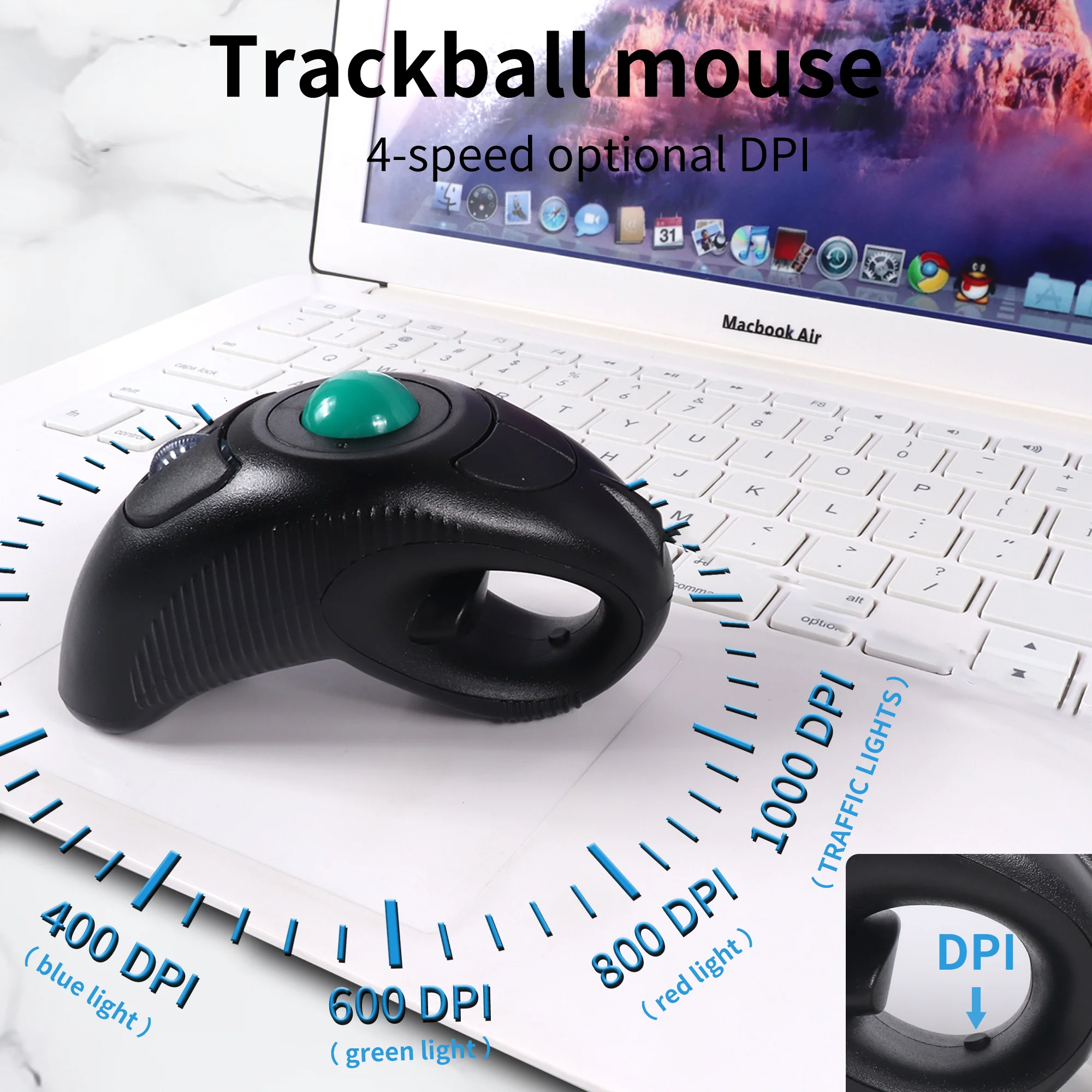 

Track Ball 2.4G Wireless Laser Finger Mouse Ergonomic Portable Silent Office Mini Lazy Mice Suitable For Tablets And Laptops