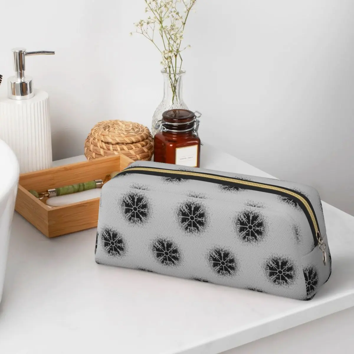 Vegvisir Viking Compass Norse Symbol Pencil Cases for Students School Pen Box Pencil Bag Pencil Pouch Pen Holder