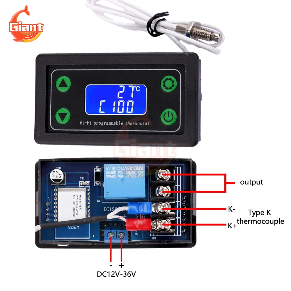 DC12 ~ 36V K termocoppia regolatore di temperatura WIFI telecomando digitale regolatore di temperatura raffreddamento termostato regolatore di riscaldamento