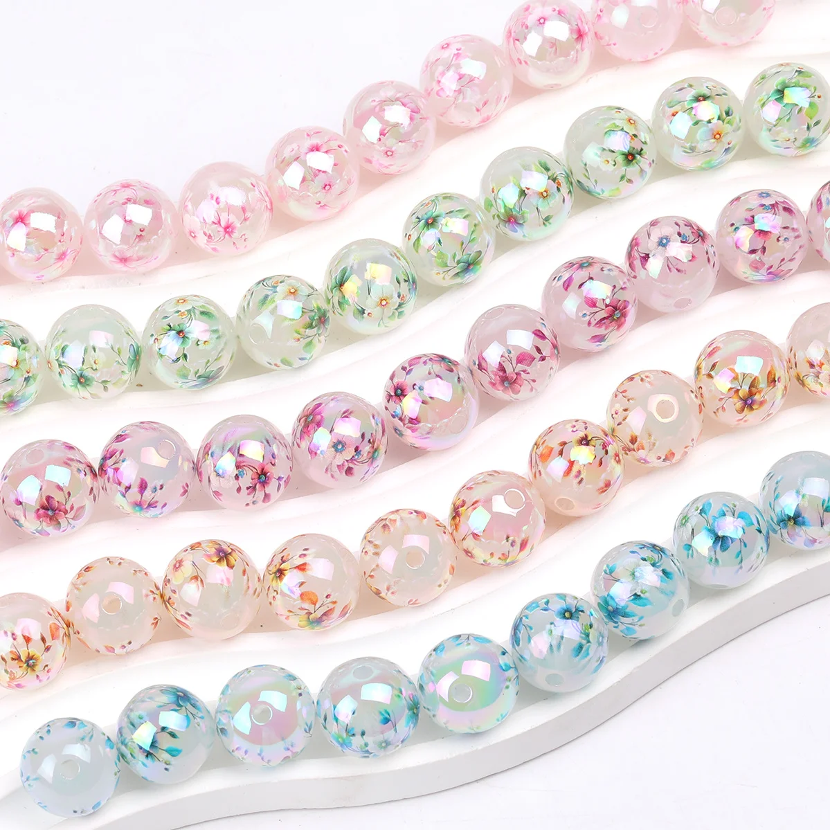 16/32pcs Random Color Confetti Filled Transparent Acrylic Beads 16mm Loose Spacer Beads For Bracelet Jewelry DIY Craft Making