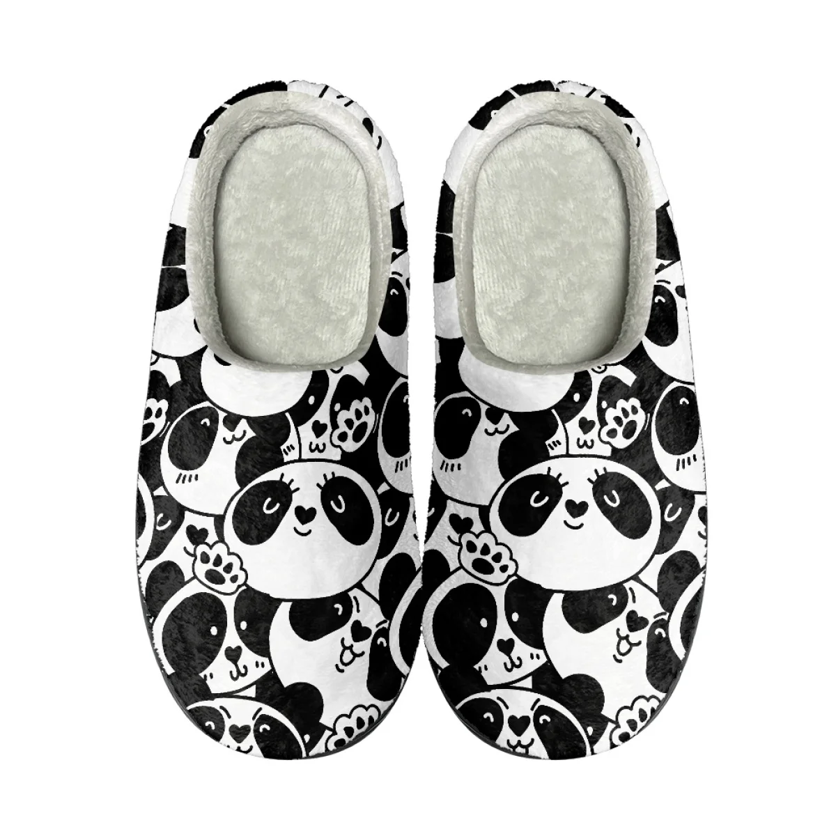 Cute Cartoon Giant Panda Pattern Home Cotton Slippers for Women Men Indoor Floor Flat Shoes Chaussure FemmeBedroom Slides New