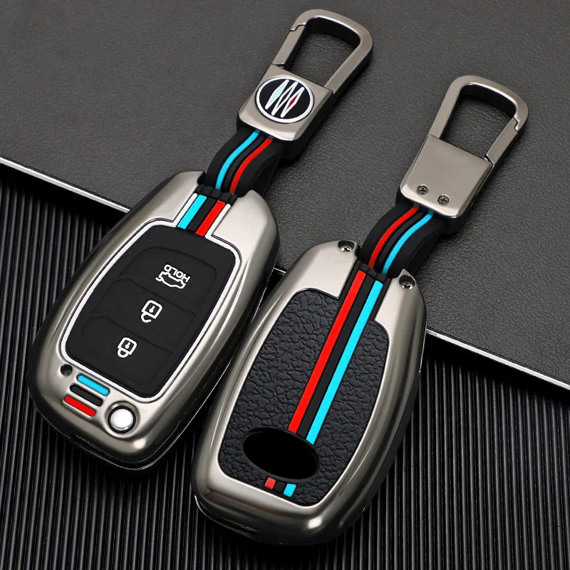 

5 7 Buttons Zinc Alloy + Silicone Car Key Case Cover For Hyundai Kona Ev Grandeur GN7 IONIQ 6 2024 2025 Remote Key Protect Shell